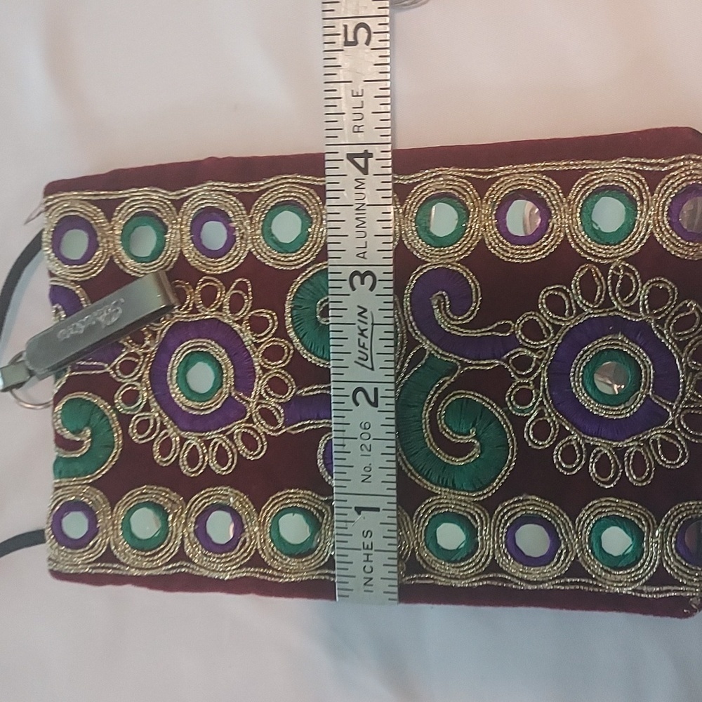 embroidered wallet purse crossbody boho festival floral style - Picture 7 of 12